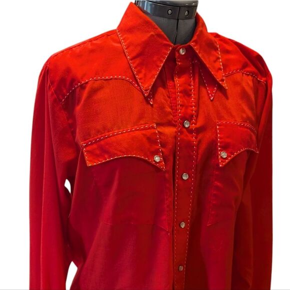Rockmount Ranch wear vintage 70s western red‎ mens pearl snaps Tru West - Picture 6 of 9